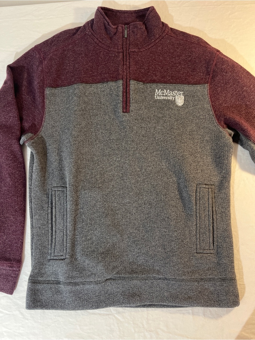 McMaster University Men’s Quarter-Zip Pullover in Maroon & Gray